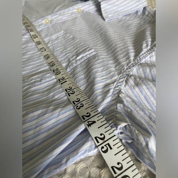 American‎ Eagle Outfitters Blue White Striped Short Sleeve Button Up Sz XL - Picture 3 of 7